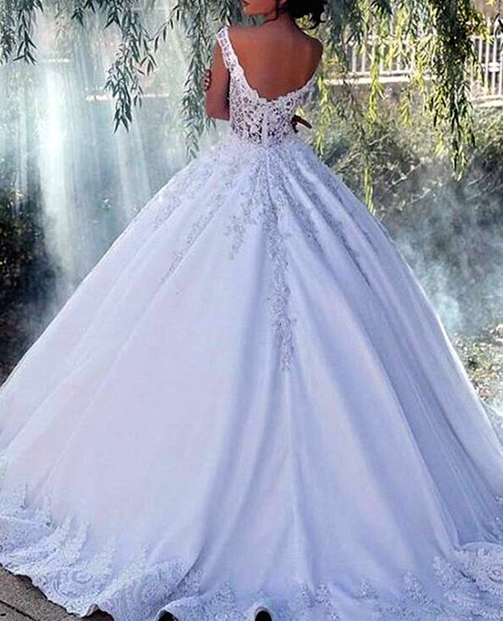 Women Ball Gown Appliques Wedding Dresses Long Lace Bridal Gowns YWD172