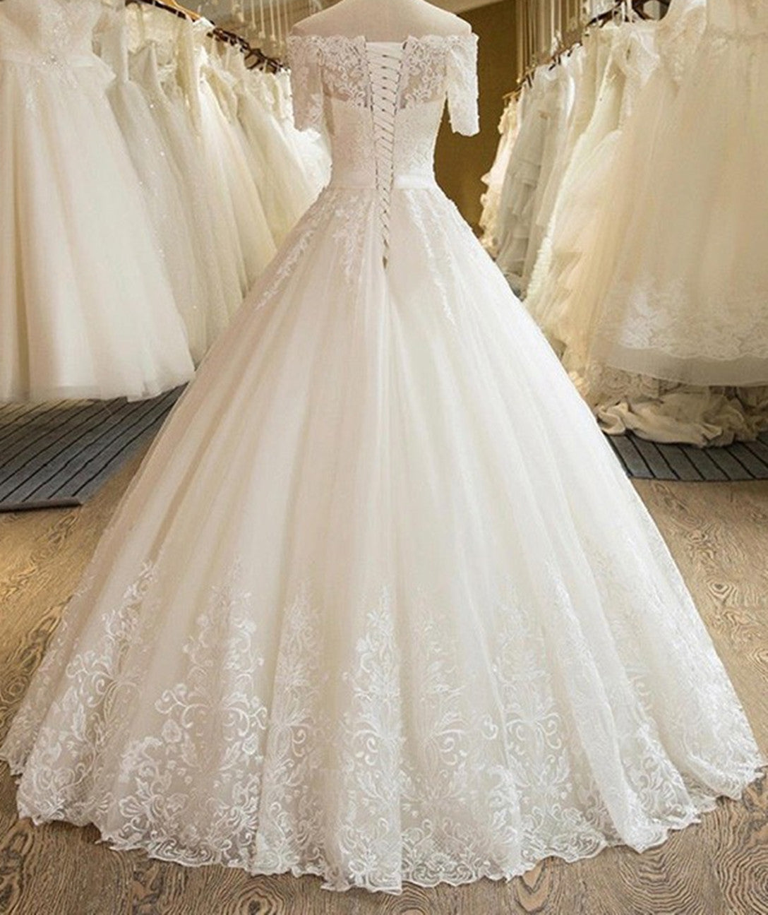 Women Lace Appliques Wedding Dresses Long Ball Gown Bridal Gowns YWD133