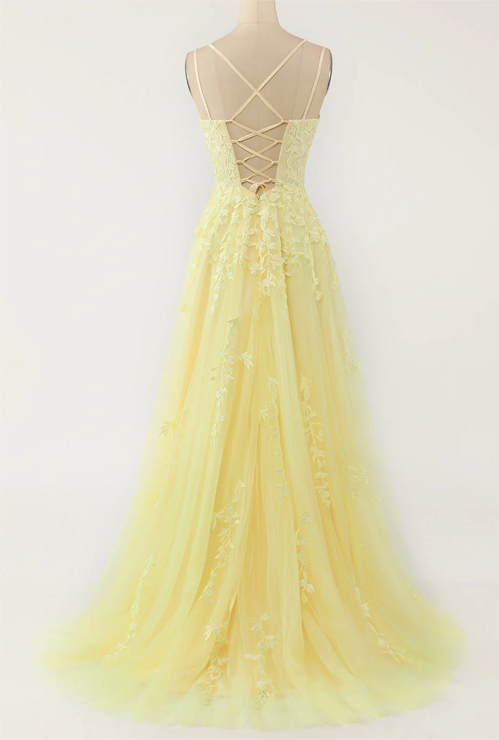 Women Tulle Appliques Prom Dress Long Spaghetti Straps Evening Gowns Princess Formal Party Dress YPD749