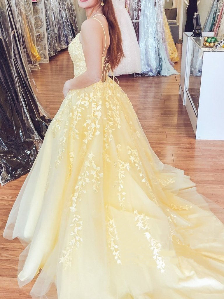 Women Lace Prom Dresses Long Appliques Evening Party Dress YPD156