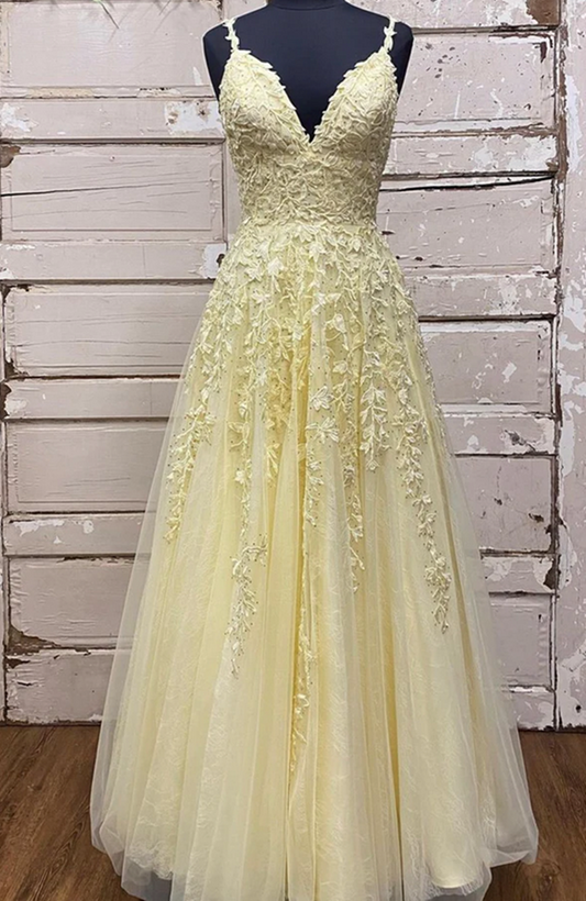 Women Lace Prom Dresses Long Appliques Evening Party Dress YPD054