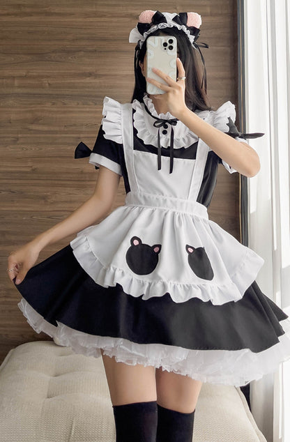 Anime Maid Cosplay Costume Dress for School Girls Halloween Maid Outfits Cute Lolita Dress YCC041