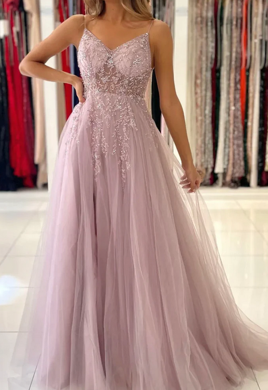 Women V-Neck Prom Dresses Long Beaded Evening Party Dress YPD037