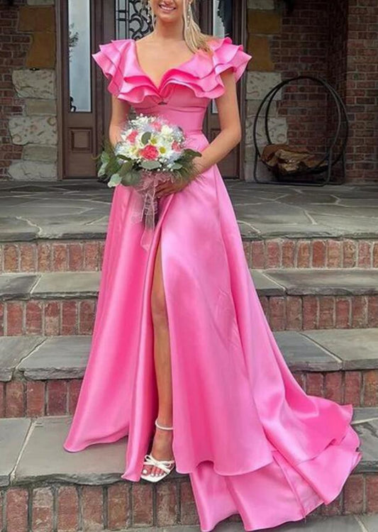 Women Hot Pink Prom Dresses Long A-Line Evening Gowns Formal Party Dress YPD366