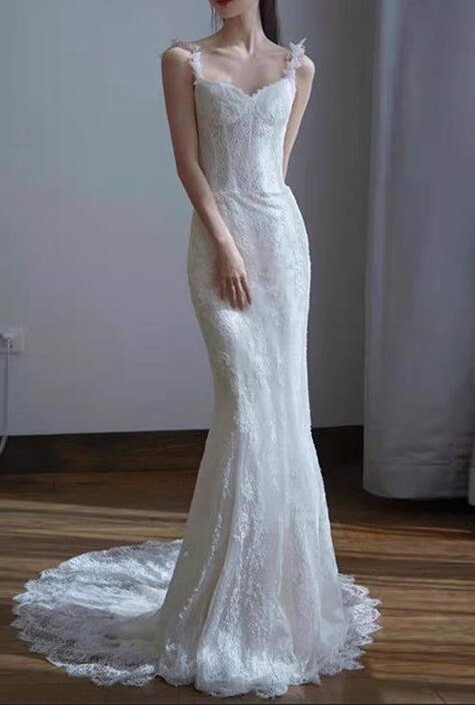 Women Lace  Wedding Dresses Long Appliques Bridal Gowns YWD055