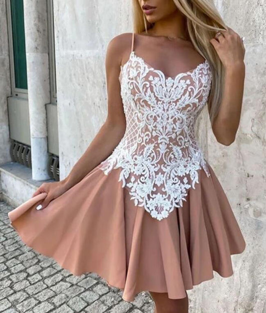 Women Appliques Prom Dresses Short Cocktail Gowns Girls Homecoming Dresses Short Graduation Dress YHD147
