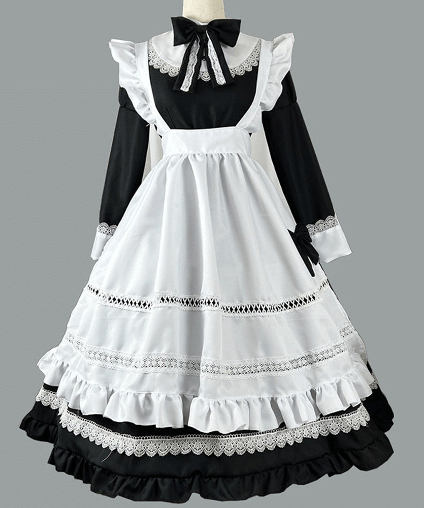 Anime Maid Cosplay Costume Dress for School Girls Halloween Long Maid Outfits Cute Lolita Dress YCC015