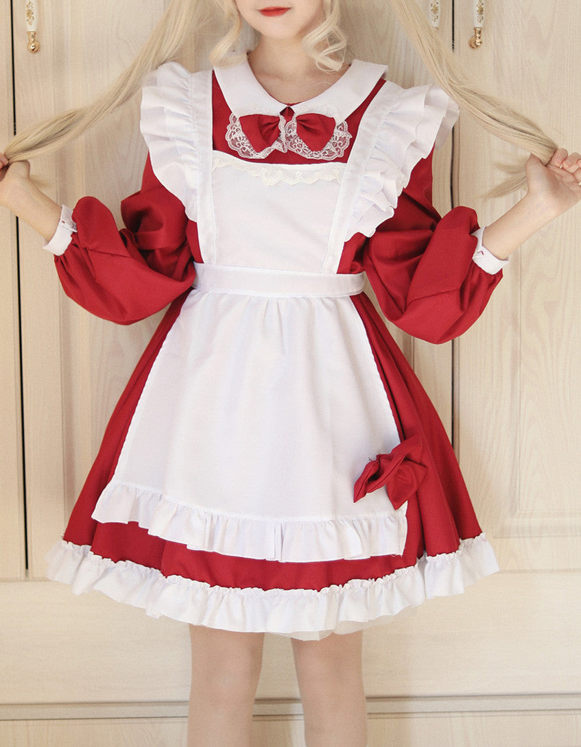 Anime Maid Cosplay Costume Dress for School Girls Halloween Maid Outfits Cute Lolita Dress YCC110