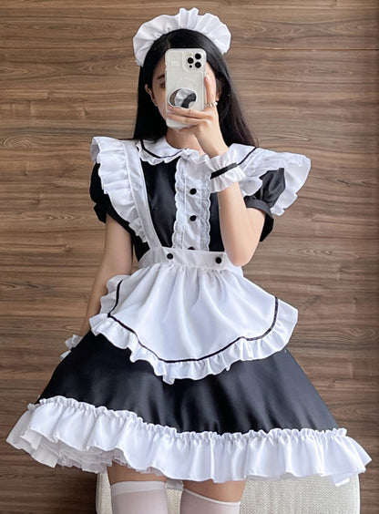 Anime Maid Cosplay Costume Dress for School Girls Halloween Maid Outfits Cute Lolita Dress YCC059