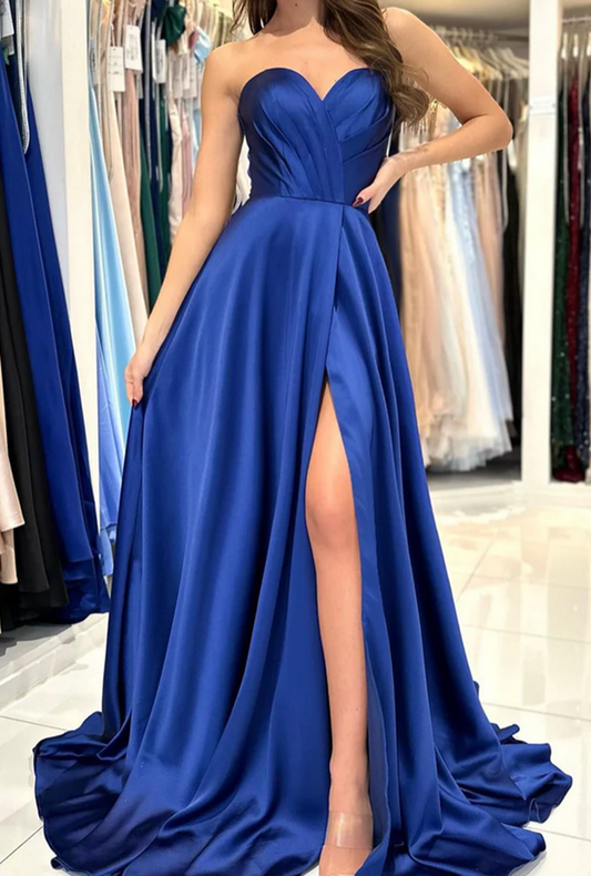 Women Sweetheart Prom Dresses Long A-Line Strapless Evening Party Dress YPD007