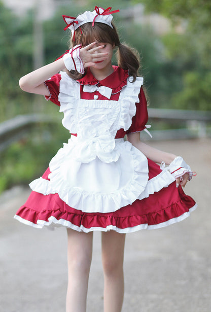 Anime Maid Cosplay Costume Dress for School Girls Halloween Maid Outfits Cute Lolita Dress YCC016