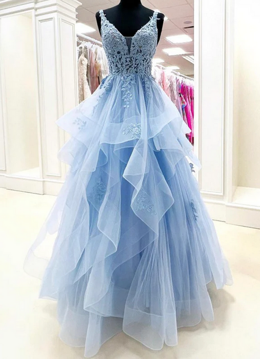 Women Lace Prom Dresses Long Appliques Evening Party Dress YPD074