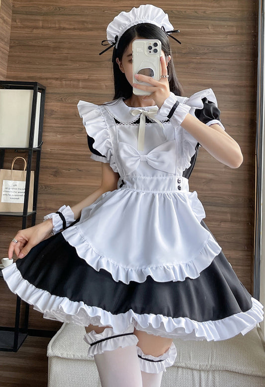 Anime Maid Cosplay Costume Dress for School Girls Halloween Maid Outfits Cute Lolita Dress YCC045