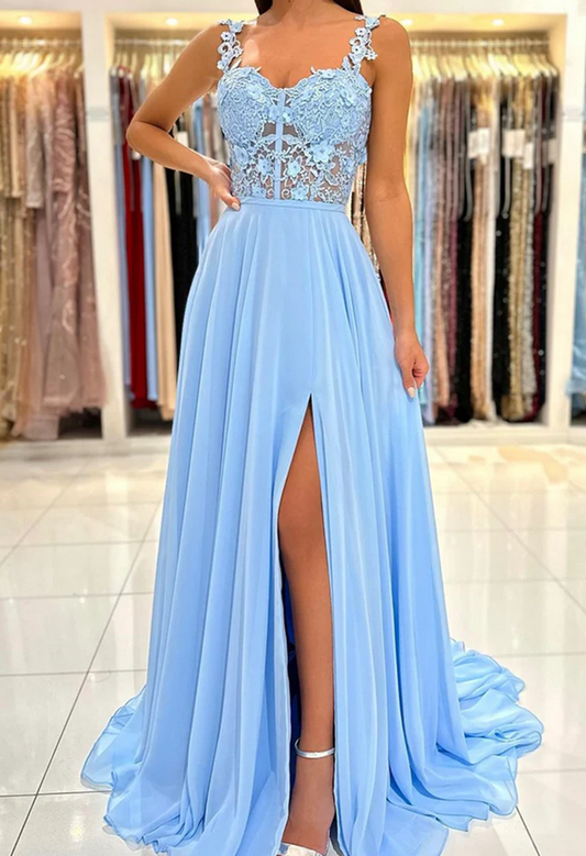 Women Sweetheart Lace Prom Dresses Long Chiffon Evening Party Dress YPD012