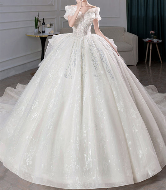 Women Sequined Wedding Dresses Long Princess A-Line Bridal Gowns YWD065