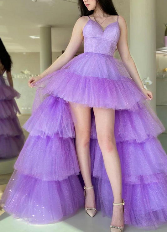 Women High Low Prom Dresses Long Tulle Evening Party Dress YPD029