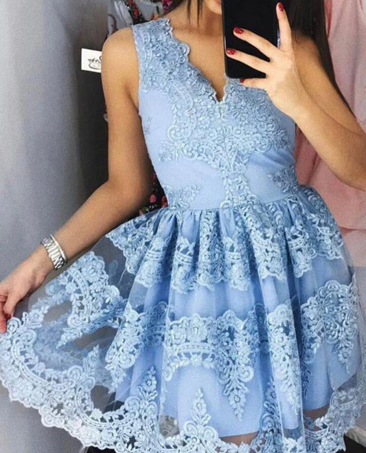 Women Appliques Prom Dresses Short Cocktail Gowns Girls Homecoming Dresses Short Graduation Dress YHD225