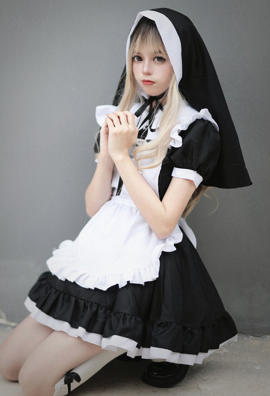 Anime Maid Cosplay Costume Dress for School Girls Halloween Maid Outfits Cute Lolita Dress YCC042