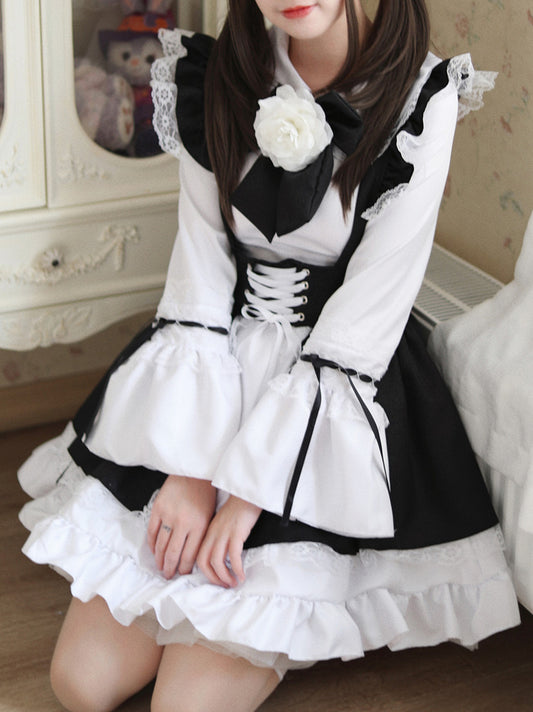 Anime Maid Cosplay Costume Dress for School Girls Halloween Maid Outfits Cute Lolita Dress YCC051