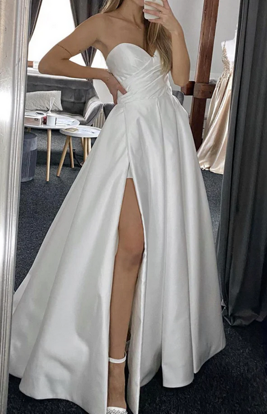 Women Sweetheart Prom Dresses Long Satin Evening Party Dress YPD073