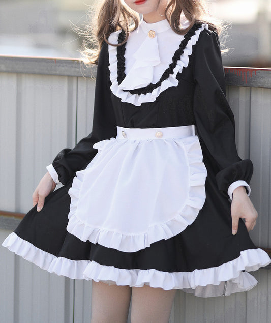 Anime Maid Cosplay Costume Dress for School Girls Halloween Maid Outfits Cute Lolita Dress YCC025