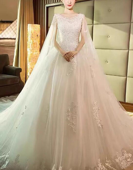 Women Tulle Lace Wedding Dresses Long Appliques Bridal Gowns YWD045