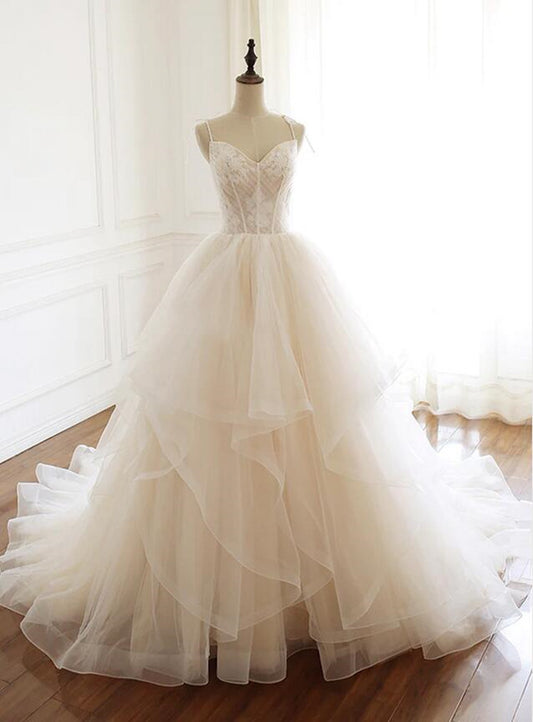 Women A-Line Wedding Dresses Long Tulle Appliques Bridal Gowns YWD071