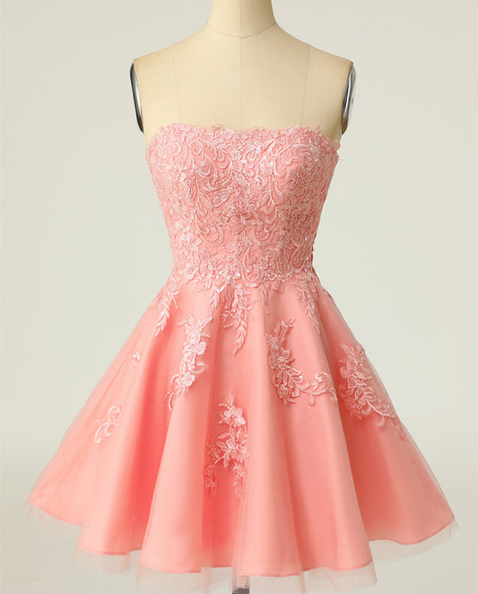 Women Lace Prom Dresses Short Cocktail Gowns Girls Appliques Homecoming Dresses Short Graduation Dress YHD291