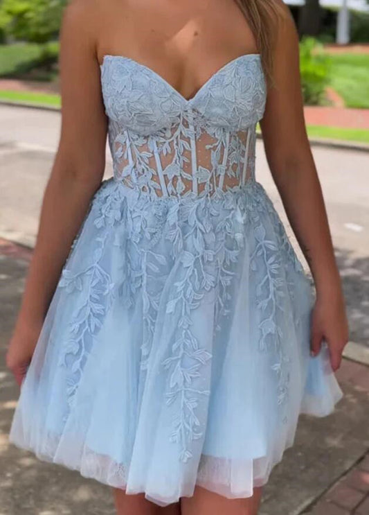 Women Lace Prom Dresses Short Cocktail Gowns Girls Appliques Homecoming Dresses Short Graduation Dress YHD236