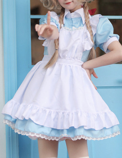 Anime Maid Cosplay Costume Dress for School Girls Halloween Maid Outfits Cute Lolita Dress YCC084