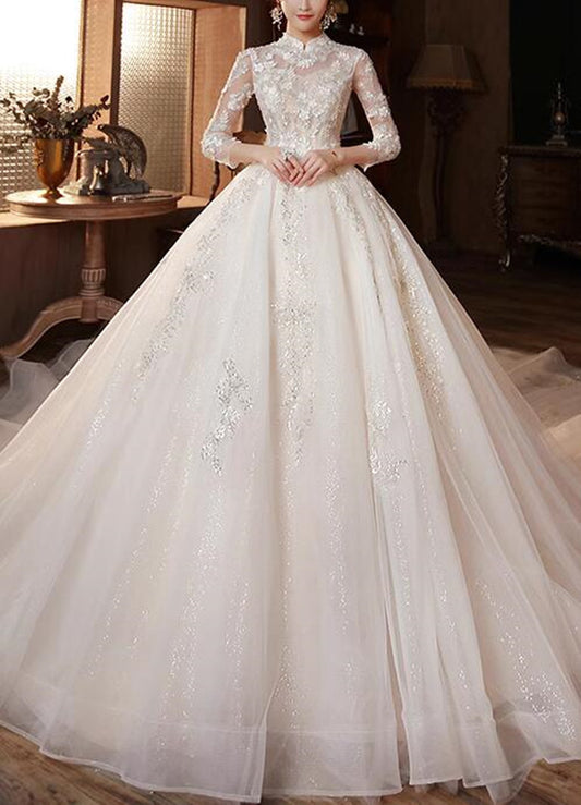 Women Beaded Wedding Dresses A-Line Long Appliques Bridal Gowns YWD047