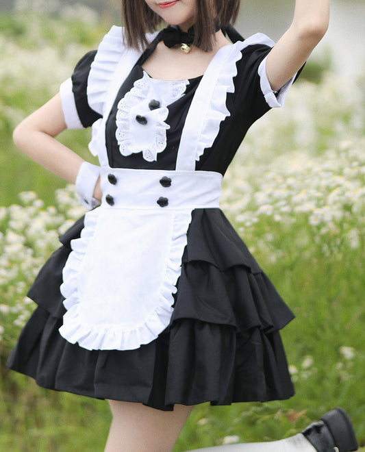 Anime Maid Cosplay Costume Dress for School Girls Halloween Maid Outfits Cute Lolita Dress YCC046