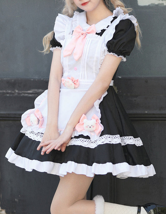 Anime Maid Cosplay Costume Dress for School Girls Halloween Maid Outfits Cute Lolita Dress YCC055