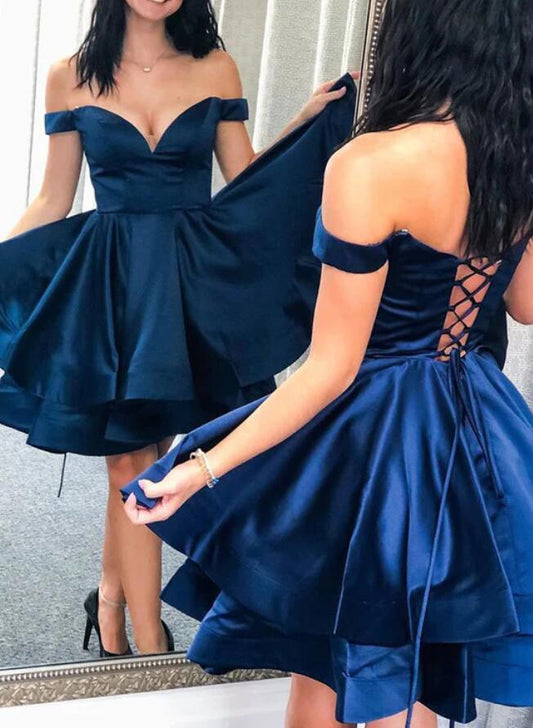 Women Satin Prom Dresses Short Cocktail Gowns Girls Homecoming Dresses Short Graduation Dress YHD171