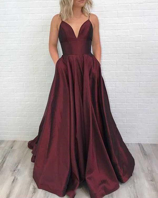 Women Straps Prom Dresses Simple Long Evening Gowns Formal Party Dress YPD333