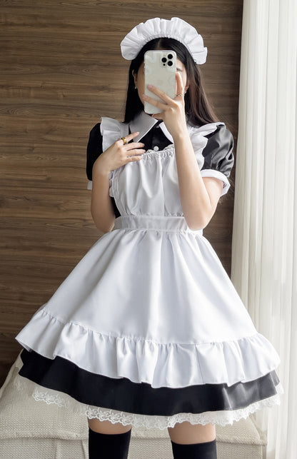 Anime Maid Cosplay Costume Dress for School Girls Halloween Maid Outfits Cute Lolita Dress YCC011