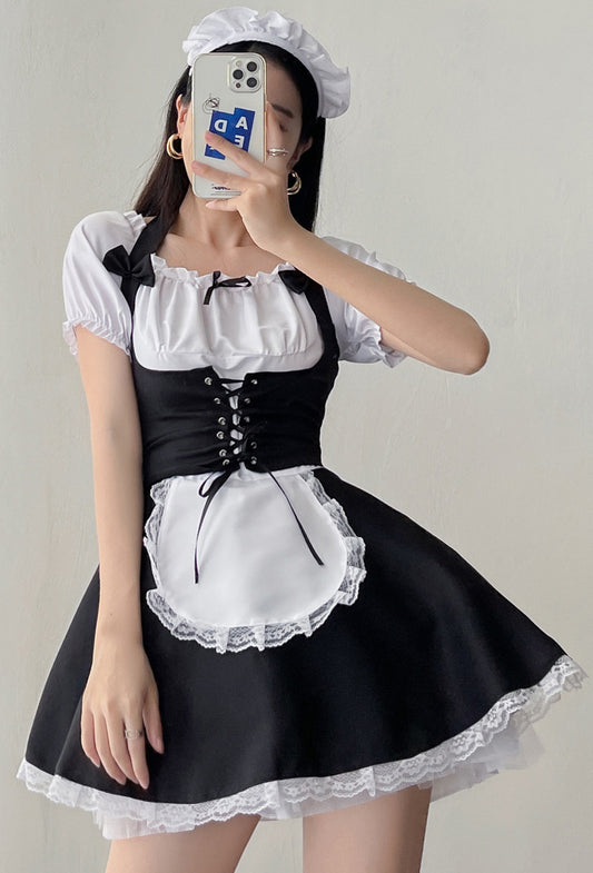 Anime Maid Cosplay Costume Dress for School Girls Halloween Maid Outfits Cute Lolita Dress YCC060