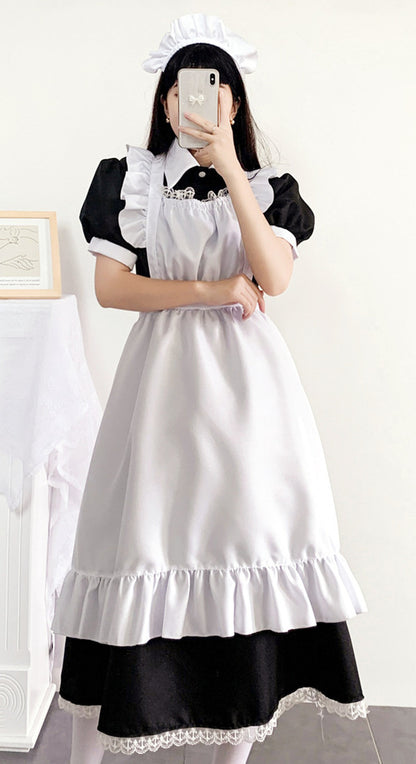 Anime Maid Cosplay Costume Dress for School Girls Long Maid Outfits Cute Lolita Dress YCC006