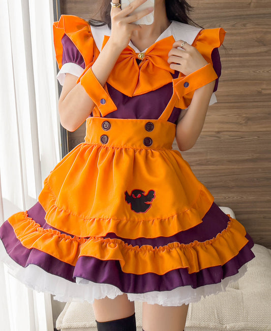 Anime Maid Cosplay Costume Dress for School Girls Halloween Maid Outfits Cute Lolita Dress YCC023