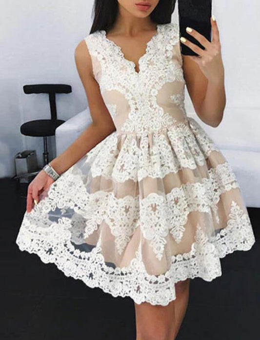Women Appliques Prom Dresses Short Cocktail Gowns Girls Homecoming Dresses Short Graduation Dress YHD224