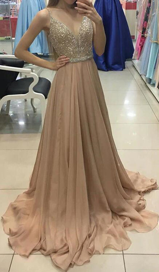 Women Beads Prom Dresses Long Sequins Evening Gowns Formal Party Dress YPD317