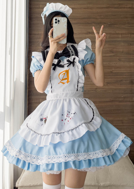 Anime Maid Cosplay Costume Dress for School Girls Halloween Maid Outfits Cute Lolita Dress YCC039