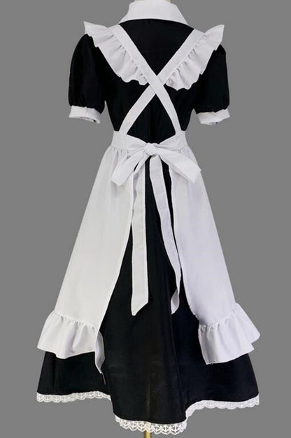 Anime Maid Cosplay Costume Dress for School Girls Long Maid Outfits Cute Lolita Dress YCC006