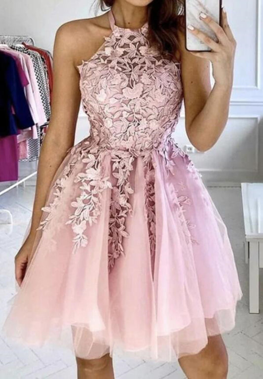 Women Lace Prom Dresses Short Cocktail Gowns Girls Appliques Homecoming Dresses Short Graduation Dress YHD257