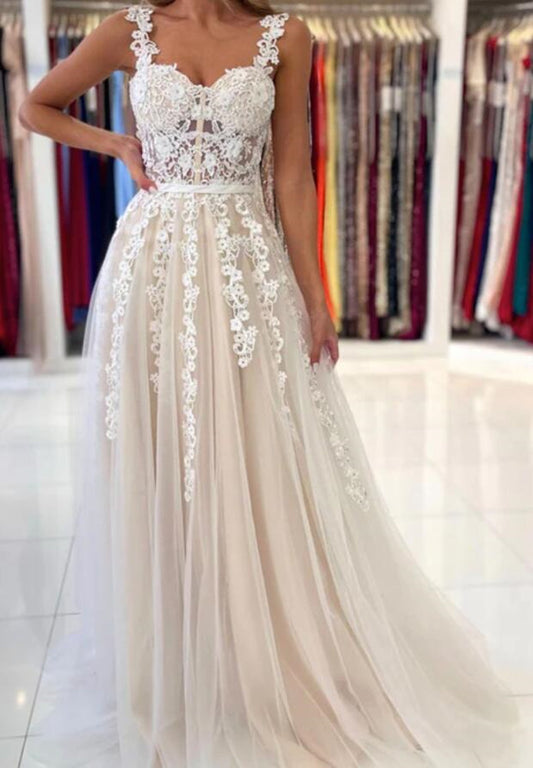 Women Lace Prom Dresses Long Appliques Evening Gowns Formal Party Dress YPD295