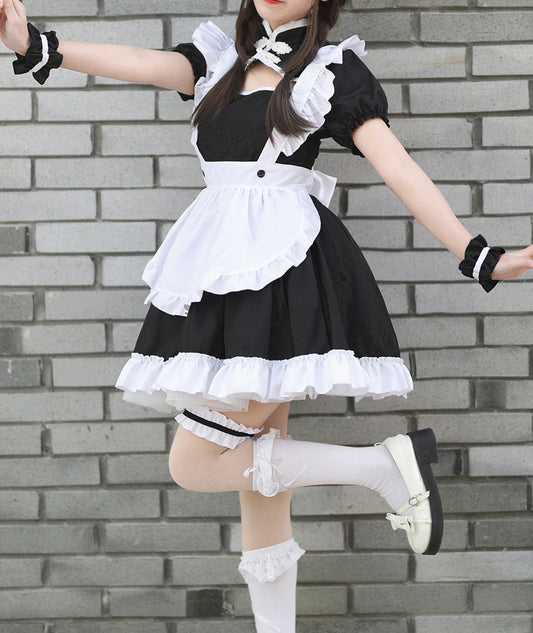 Anime Maid Cosplay Costume Dress for School Girls Halloween Maid Outfits Cute Lolita Dress YCC027