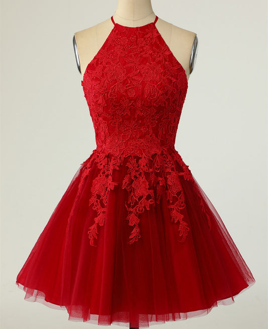 Women Lace Prom Dresses Short Cocktail Gowns Girls Appliques Homecoming Dresses Short Graduation Dress YHD288
