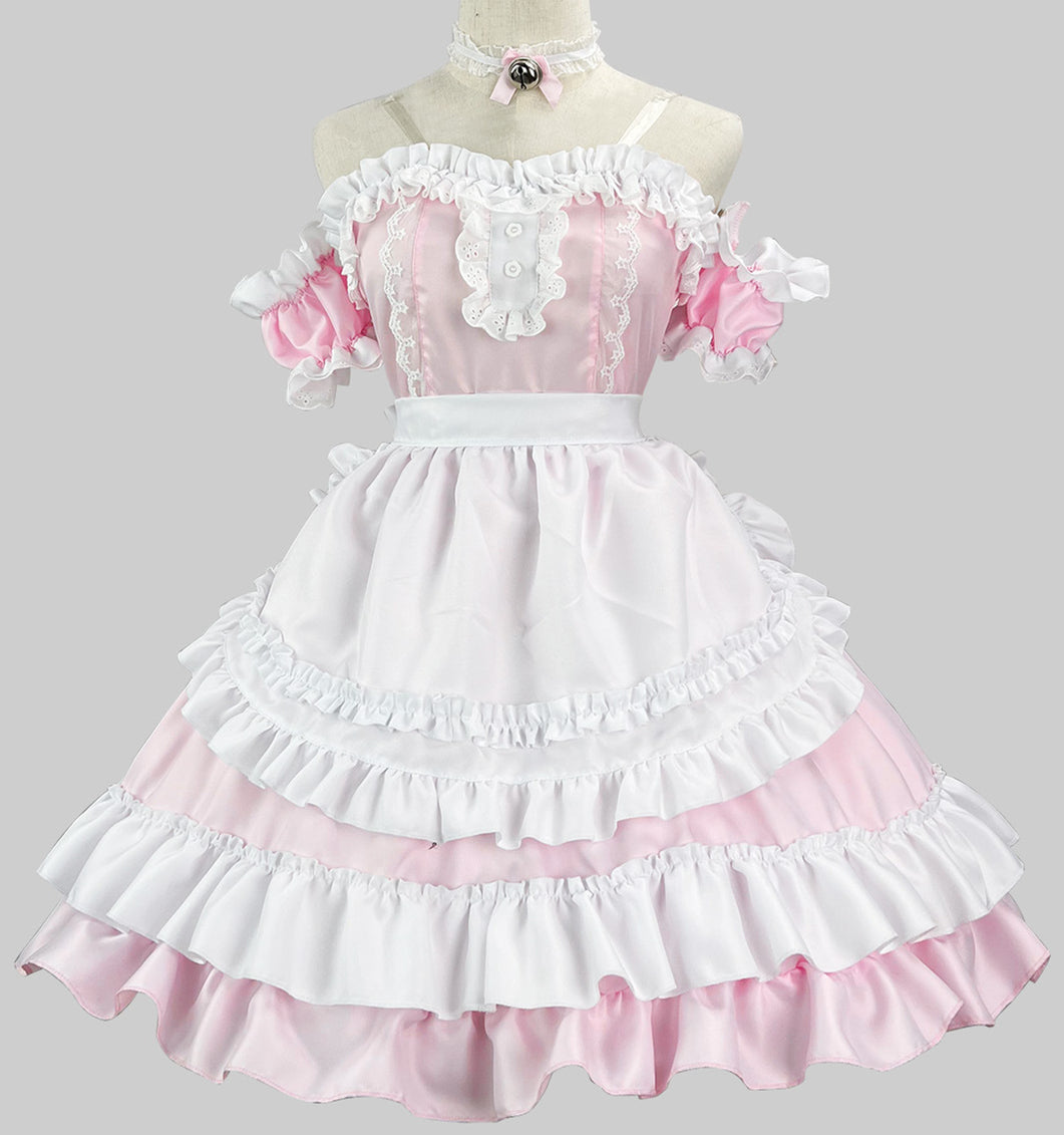 Anime Maid Cosplay Costume Dress for School Girls Halloween Maid Outfits Cute Lolita Dress YCC034