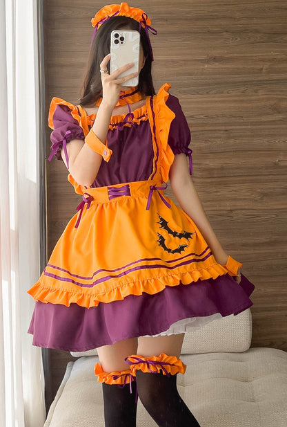 Anime Maid Cosplay Costume Dress for School Girls Halloween Maid Outfits Cute Lolita Dress YCC012