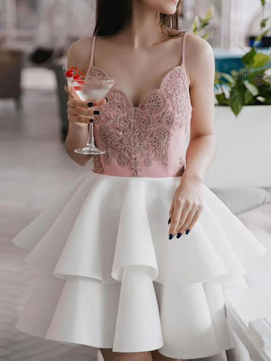 Women Appliques Prom Dresses Short Cocktail Gowns Girls Homecoming Dresses Short Graduation Dress YHD200
